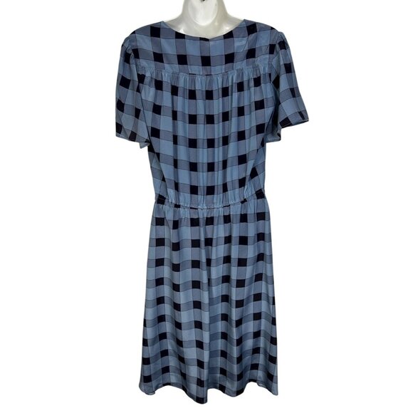 NWT Tucker Chelsea Dress Mini Picnic Plaid Crepe de Chine Silk Blue Medium - Picture 9 of 12